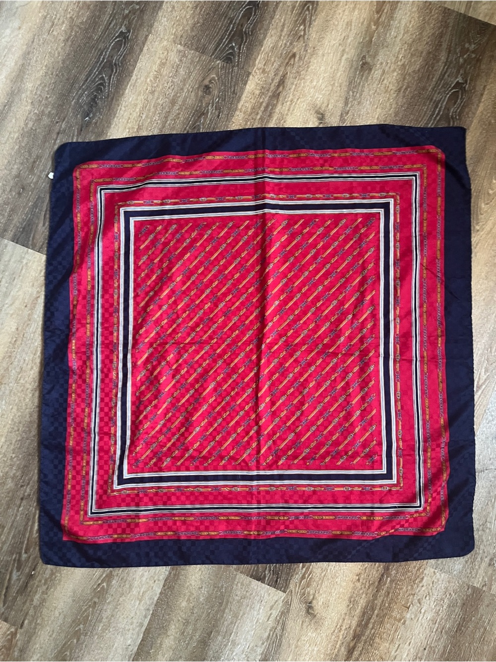 Italian Red and Navy Square Scarf